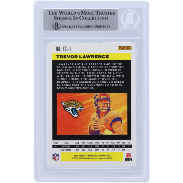 Trevor Lawrence Jacksonville Jaguars Autographed 2021 Panini Chronicles Flux #FX-1 Beckett Fanatics Witnessed Authenticated Rookie Card - Image 5