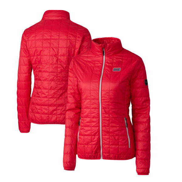 Women's Cutter & Buck Blue Atlanta Braves City Connect Evoke Hybrid Eco Softshell Recycled Full-Zip Hooded Jacket - Image 2