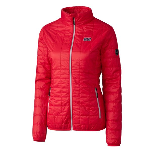 Women's Cutter & Buck Blue Atlanta Braves City Connect Evoke Hybrid Eco Softshell Recycled Full-Zip Hooded Jacket - Image 3