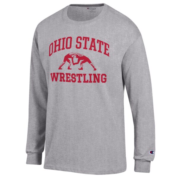 Men's Champion Gray Ohio State Buckeyes Wrestling Icon Long Sleeve T-Shirt - Image 3