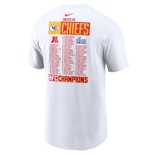 Men's Nike White Kansas City Chiefs 2022 AFC Champions Roster T-Shirt - Image 7