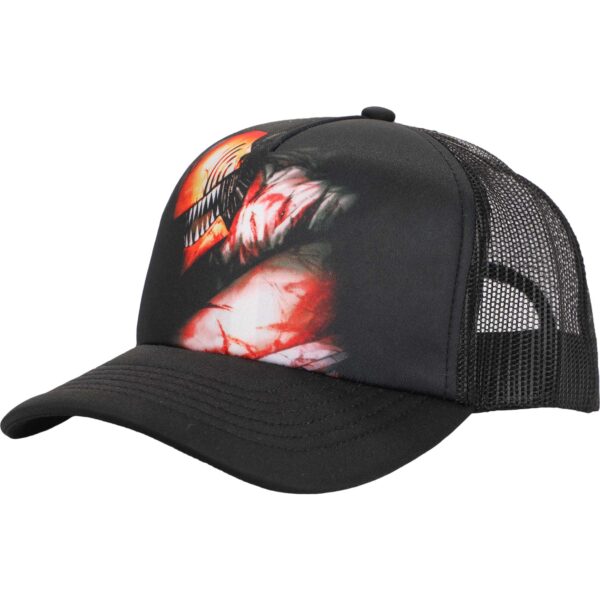 Men's BIOWORLD Black/Black Chainsaw Man Allover Print Adjustable Hat