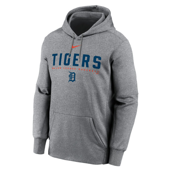 Men's Nike Heather Charcoal Detroit Tigers Therma Fleece Pullover Hoodie - Image 3