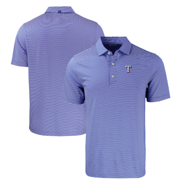 Men's Cutter & Buck Royal/White Texas Rangers Big & Tall Forge Eco Double Stripe Stretch Recycled Polo - Image 5