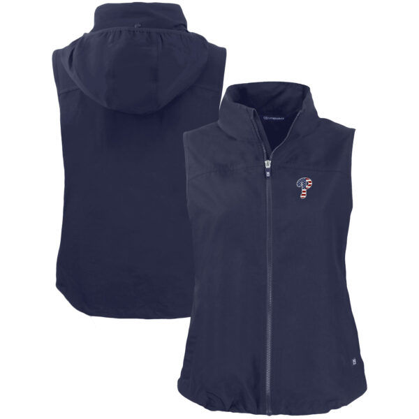 Women's Cutter & Buck  Navy Philadelphia Phillies Charter Eco Recycled Full-Zip Vest - Image 8