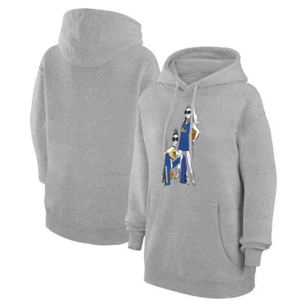 Women's G-III 4Her by Carl Banks Heather Gray Golden State Warriors Basketball Girls Fleece Pullover Hoodie - Image 5