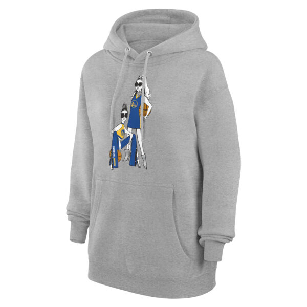 Women's G-III 4Her by Carl Banks Heather Gray Golden State Warriors Basketball Girls Fleece Pullover Hoodie - Image 6