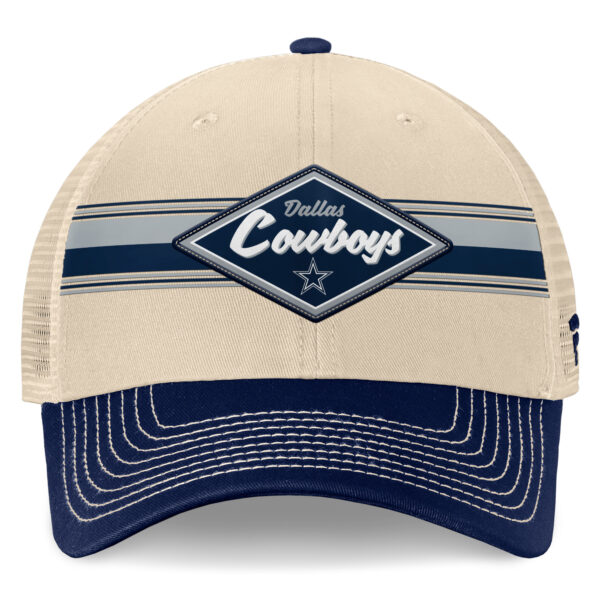 Men's Fanatics Stone/Navy Dallas Cowboys Fundamentals Diamond Stripes Trucker Adjustable Hat - Image 7