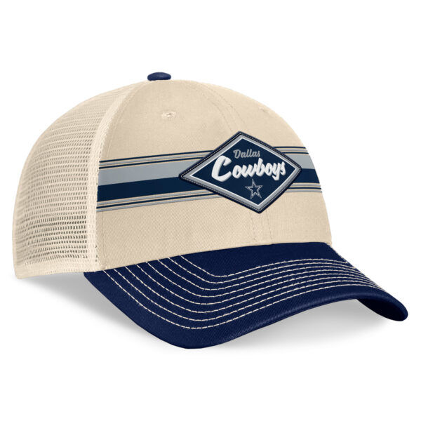 Men's Fanatics Stone/Navy Dallas Cowboys Fundamentals Diamond Stripes Trucker Adjustable Hat - Image 8