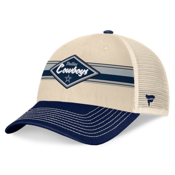 Men's Fanatics Stone/Navy Dallas Cowboys Fundamentals Diamond Stripes Trucker Adjustable Hat