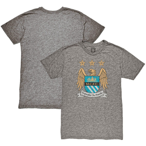 Men's 1863FC  Heather Gray Manchester City Retro Crest T-Shirt