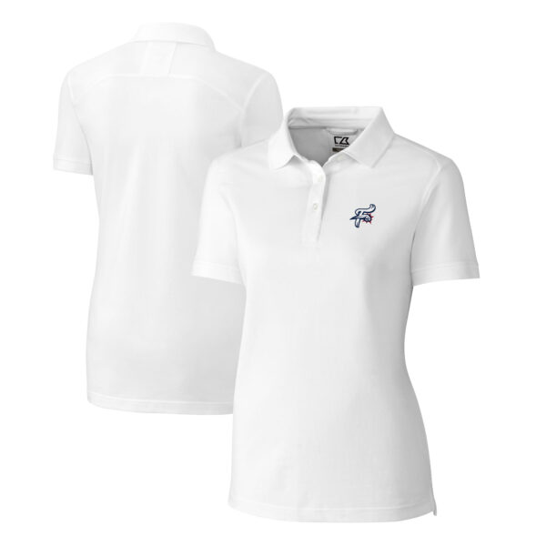 Women's Cutter & Buck White Reading Fightin Phils Advantage Tri-Blend Pique Polo - Image 2