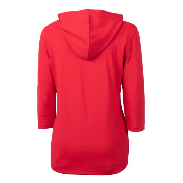 Women's Cutter & Buck  Red Gwinnett Stripers Virtue Eco Pique Recycled 3/4-Sleeve Half-Zip Pullover Hoodie - Image 7