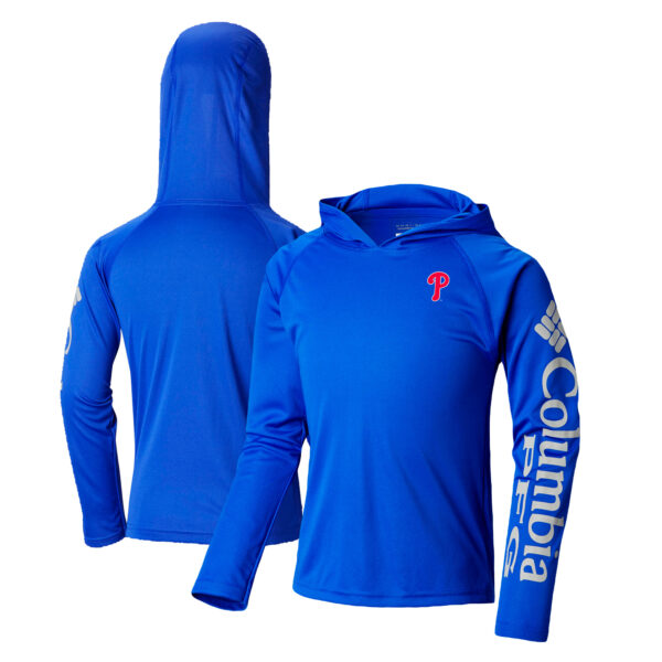 Youth Columbia Royal Philadelphia Phillies Terminal Tackle Long Sleeve Hoodie T-Shirt - Image 5