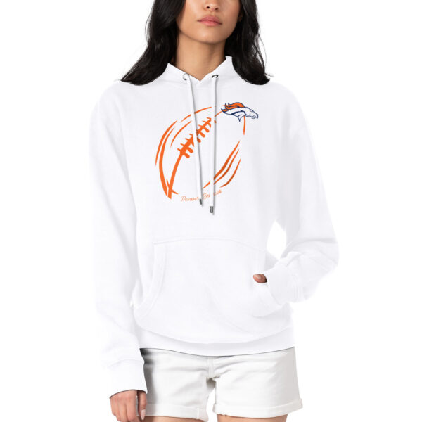 Women's G-III 4Her by Carl Banks White Denver Broncos Football Logo Fleece Pullover Hoodie - Image 4