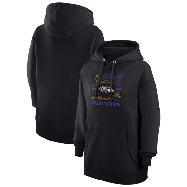 Women's G-III 4Her by Carl Banks Black Baltimore Ravens Collage Graphic Fleece Pullover Hoodie - Image 5