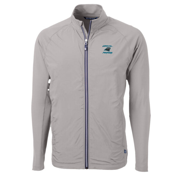 Men's Cutter & Buck Gray Carolina Panthers Adapt Eco Knit Hybrid Recycled Raglan Full-Zip Jacket - Image 6