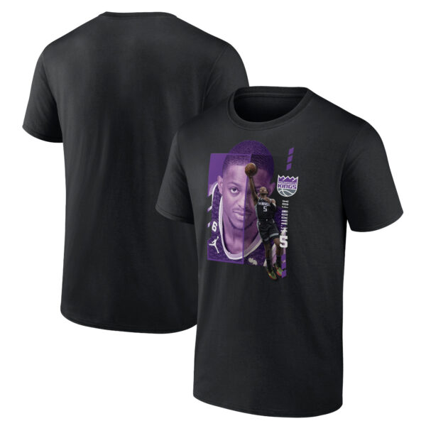 Men's De'Aaron Fox Black Sacramento Kings Player Name & Number Jump Pass T-shirt