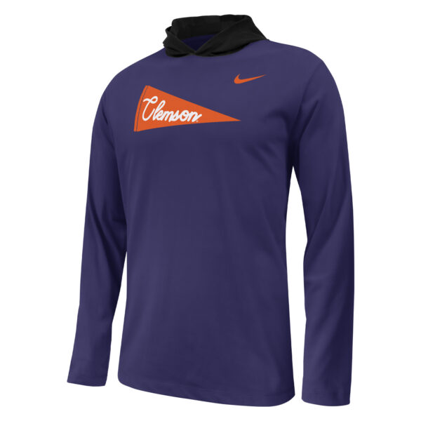 Youth Nike Purple Clemson Tigers Sideline Performance Long Sleeve Hoodie T-Shirt - Image 6