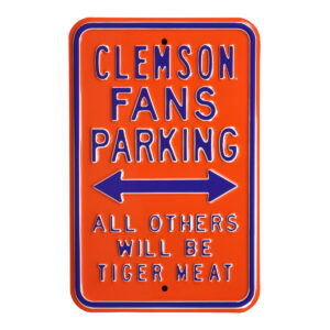 Orange Clemson Tigers 12" x 18" College Parking Sign