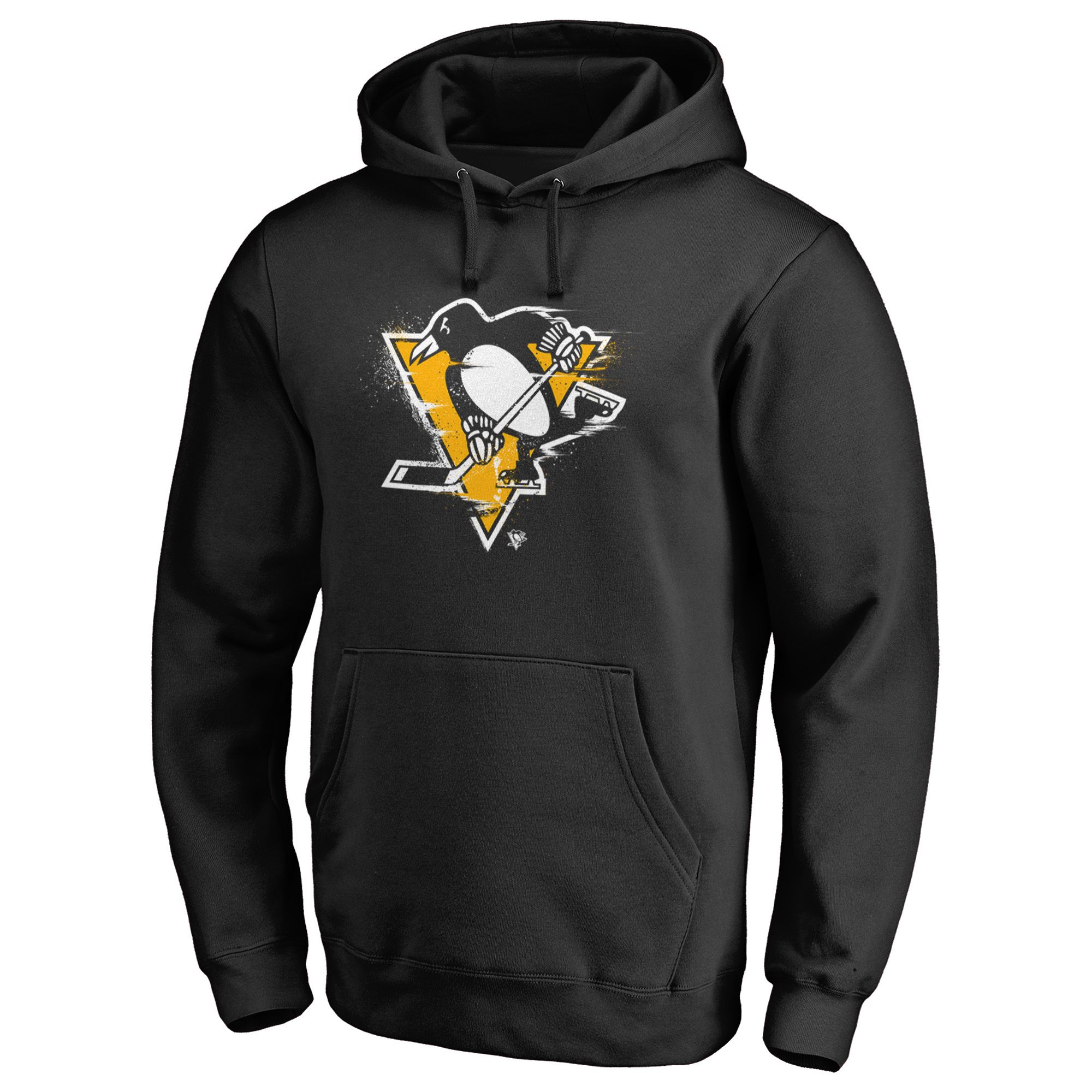 Men's Black Pittsburgh Penguins Splatter Logo Pullover Hoodie - Image 7