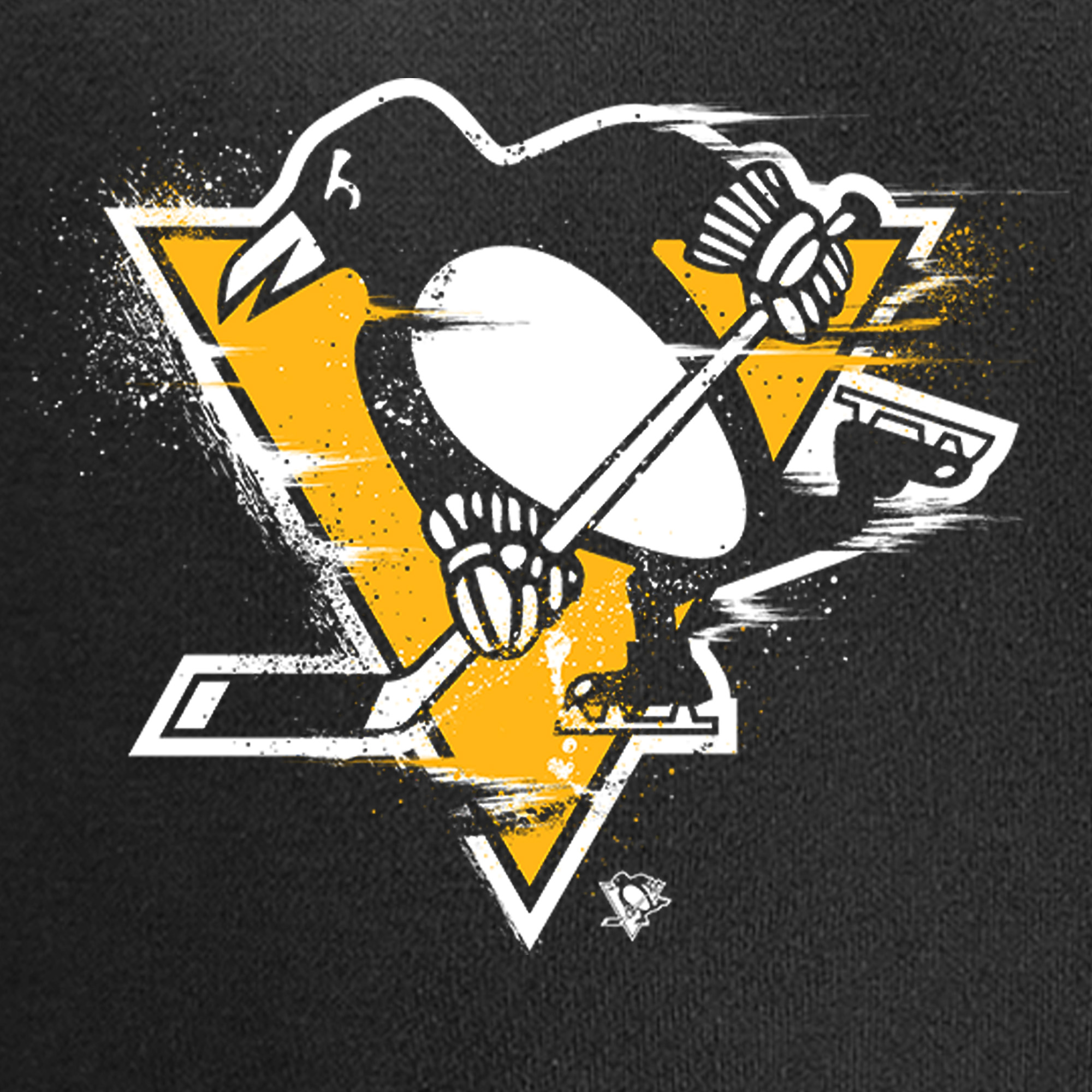Men's Black Pittsburgh Penguins Splatter Logo Pullover Hoodie - Image 8