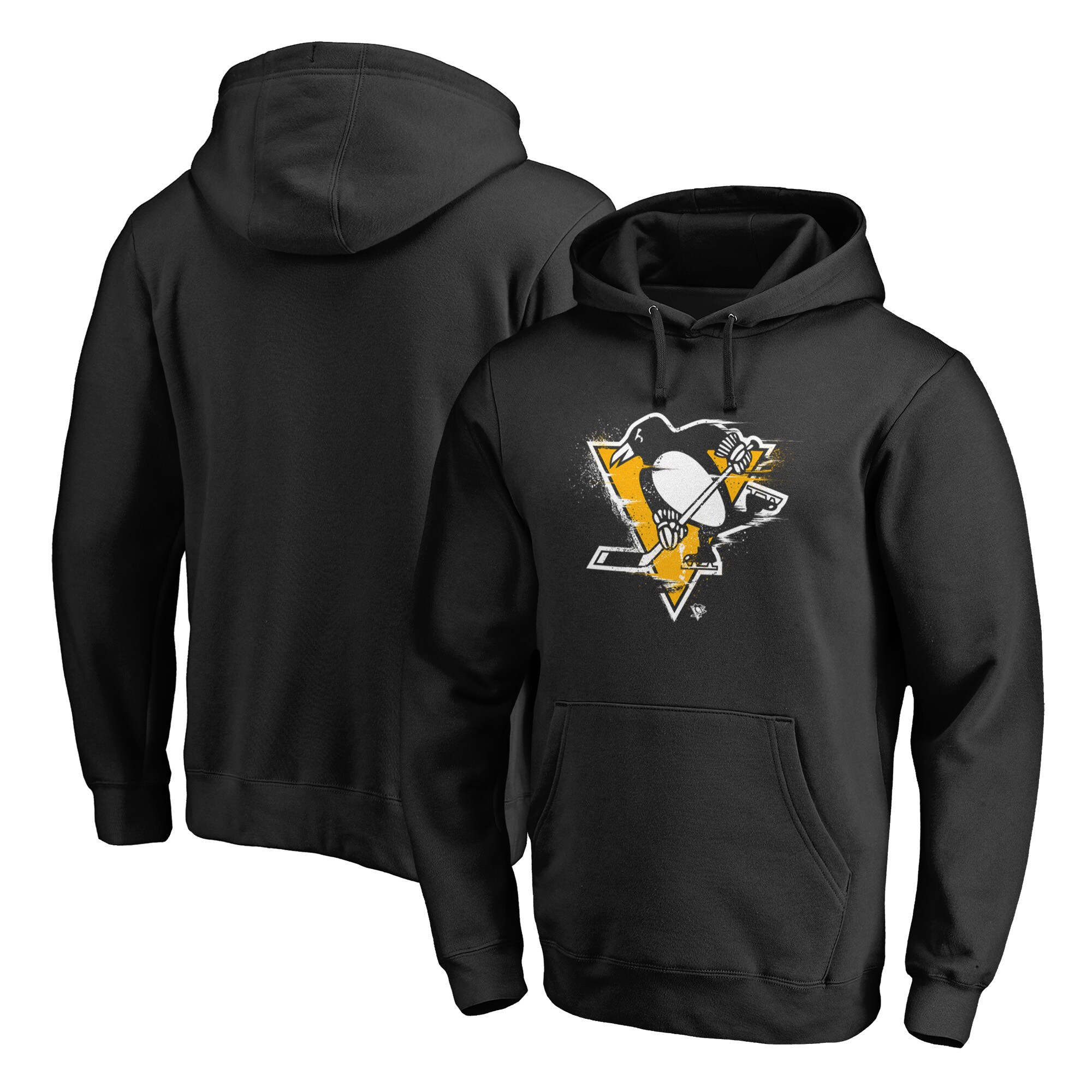 Men's Black Pittsburgh Penguins Splatter Logo Pullover Hoodie