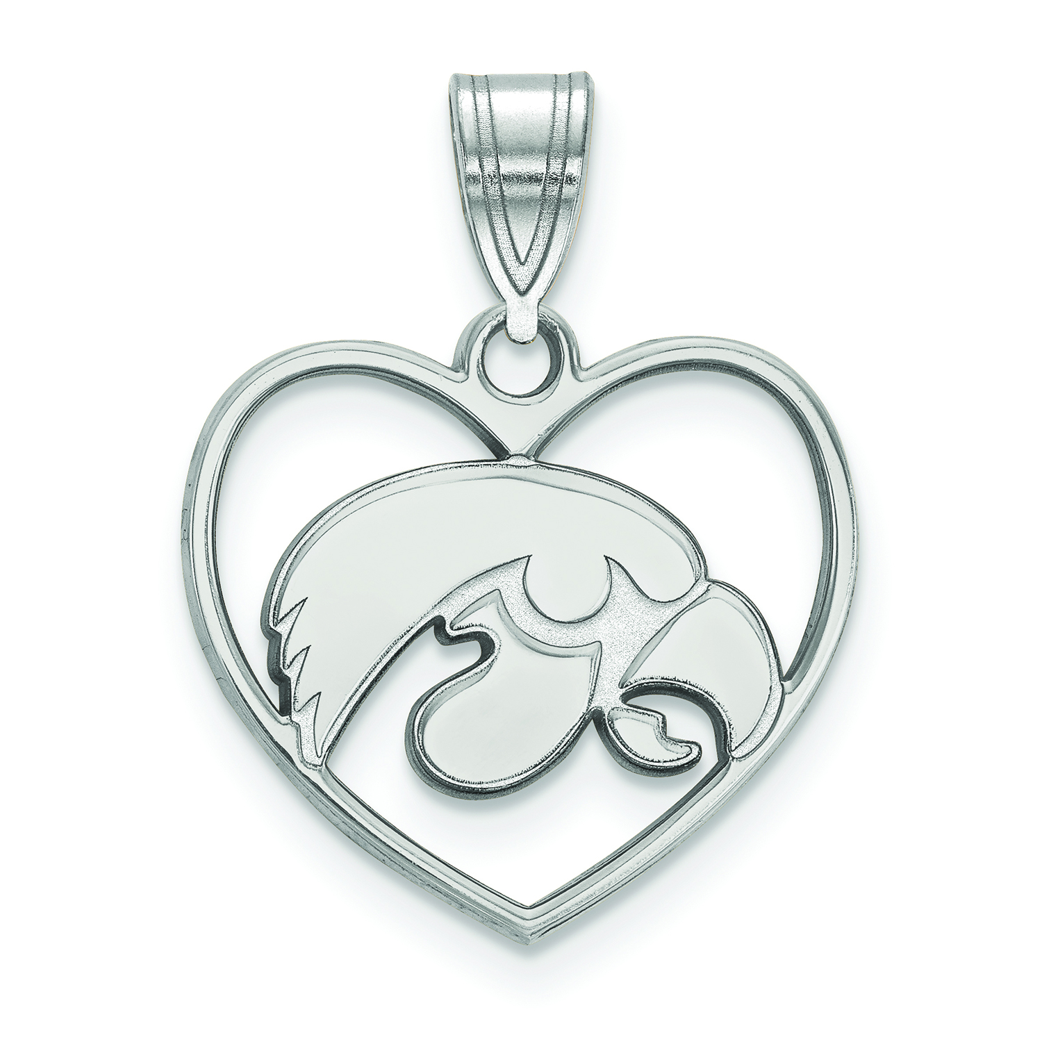 Women's Iowa Hawkeyes Sterling Silver Logo Heart Pendant