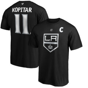 Men's Anze Kopitar Black Los Angeles Kings Team Authentic Stack Name & Number T-Shirt
