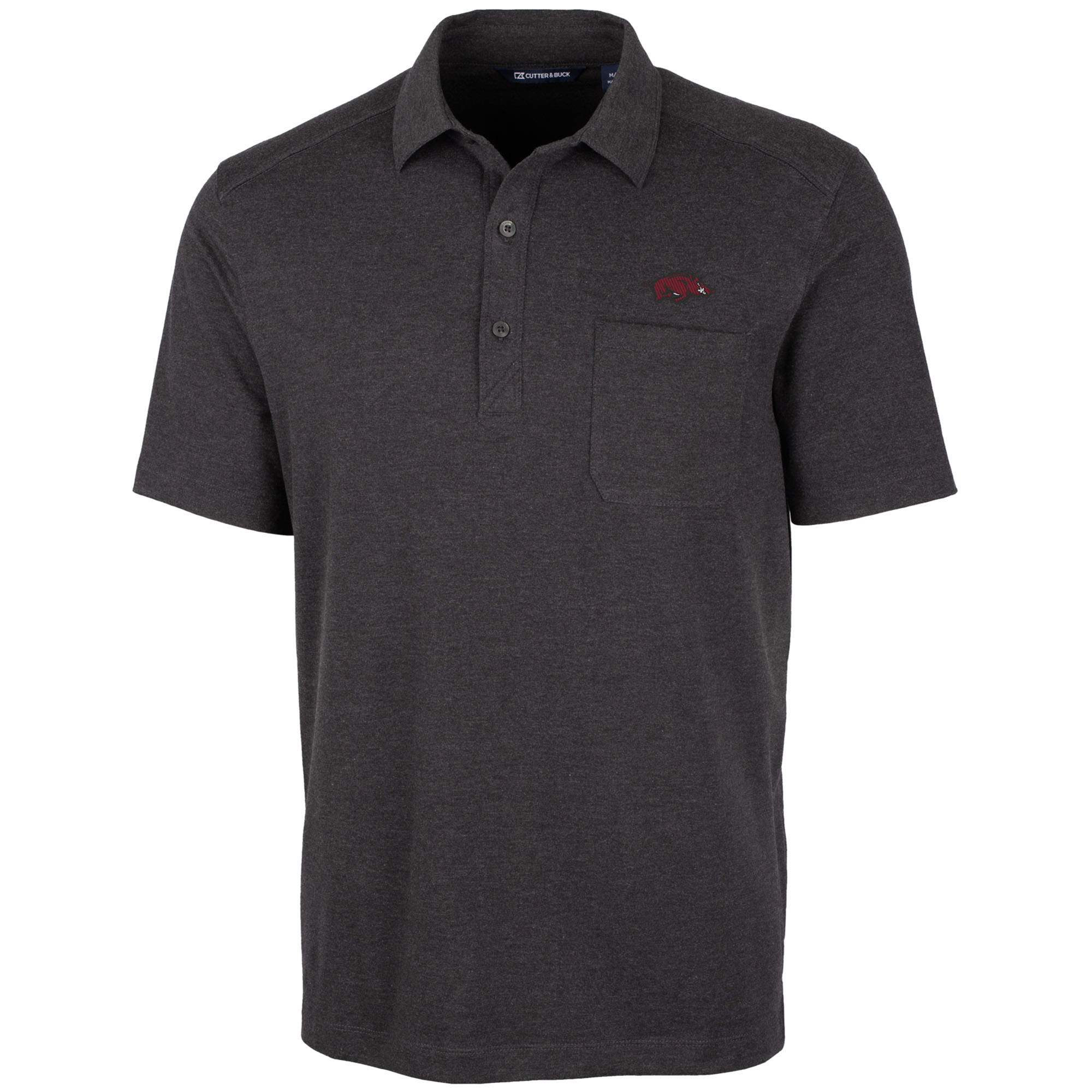 Men's Cutter & Buck Heather Black Arkansas Razorbacks Advantage Jersey Polo