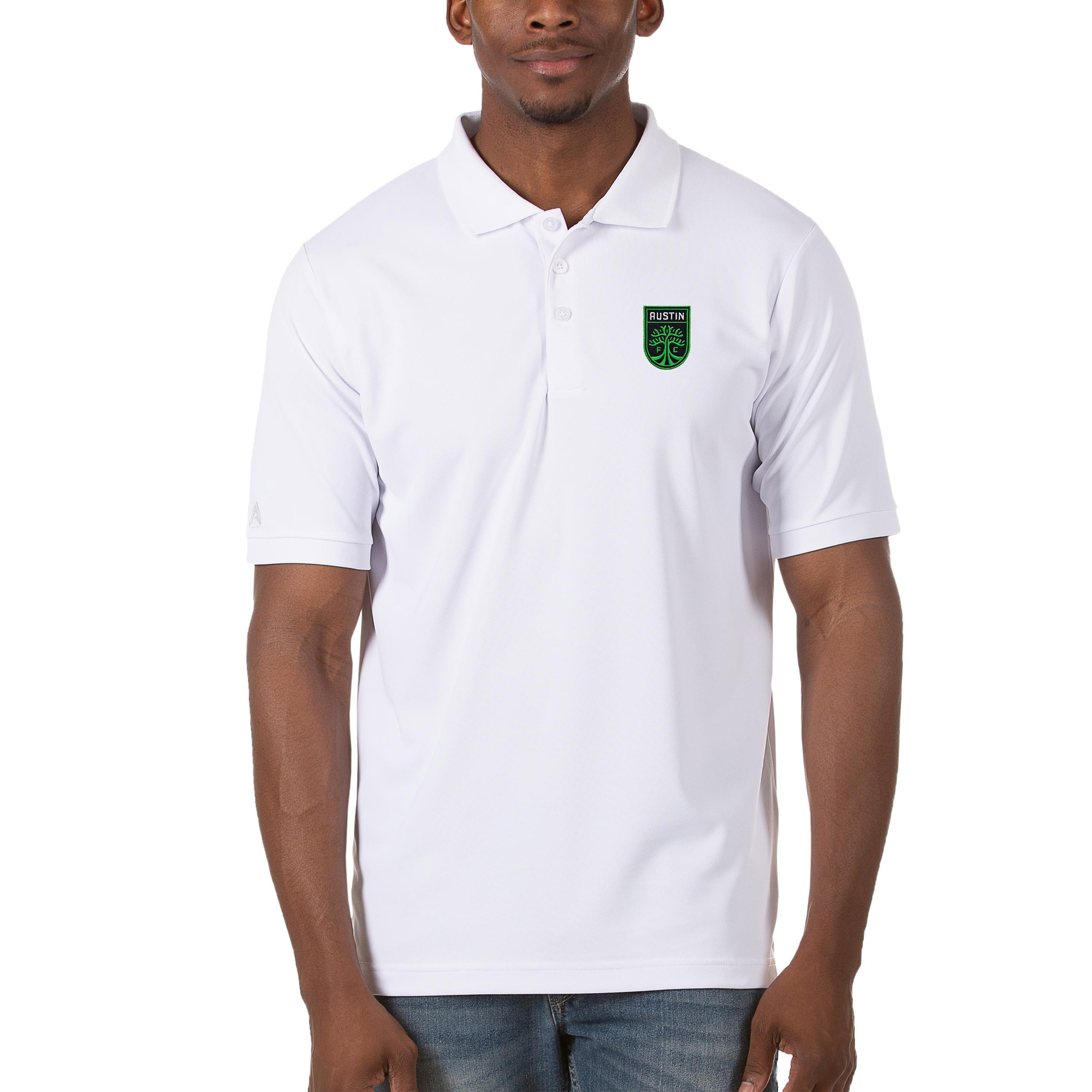 Men's Antigua White Austin FC Legacy Pique Polo