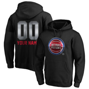Men's Black Detroit Pistons Midnight Mascot Personalized Name & Number Pullover Hoodie