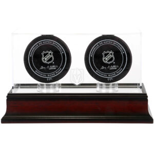 Vegas Golden Knights Mahogany Two Hockey Puck Logo Display Case