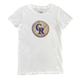 Women's Tiny Turnip White Colorado Rockies Stitched Baseball T-Shirt