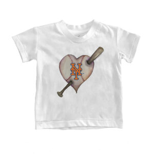 Youth Tiny Turnip White New York Mets Heart Bat T-Shirt