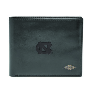 Men's Fossil Black North Carolina Tar Heels Ryan RFID Flip ID Bi-Fold Wallet