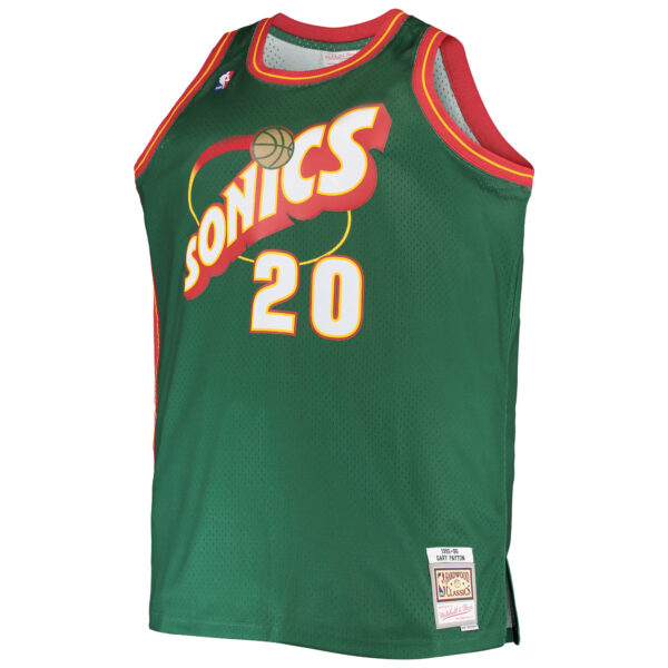 Men's Mitchell & Ness Gary Payton Green Seattle SuperSonics Big & Tall 1995/96 Hardwood Classics Swingman Jersey - Image 6