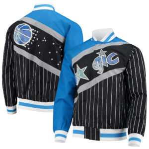 Men's Orlando Magic Black Mitchell & Ness Hardwood Classics 75th Anniversary Authentic Warmup Full-Snap Jacket