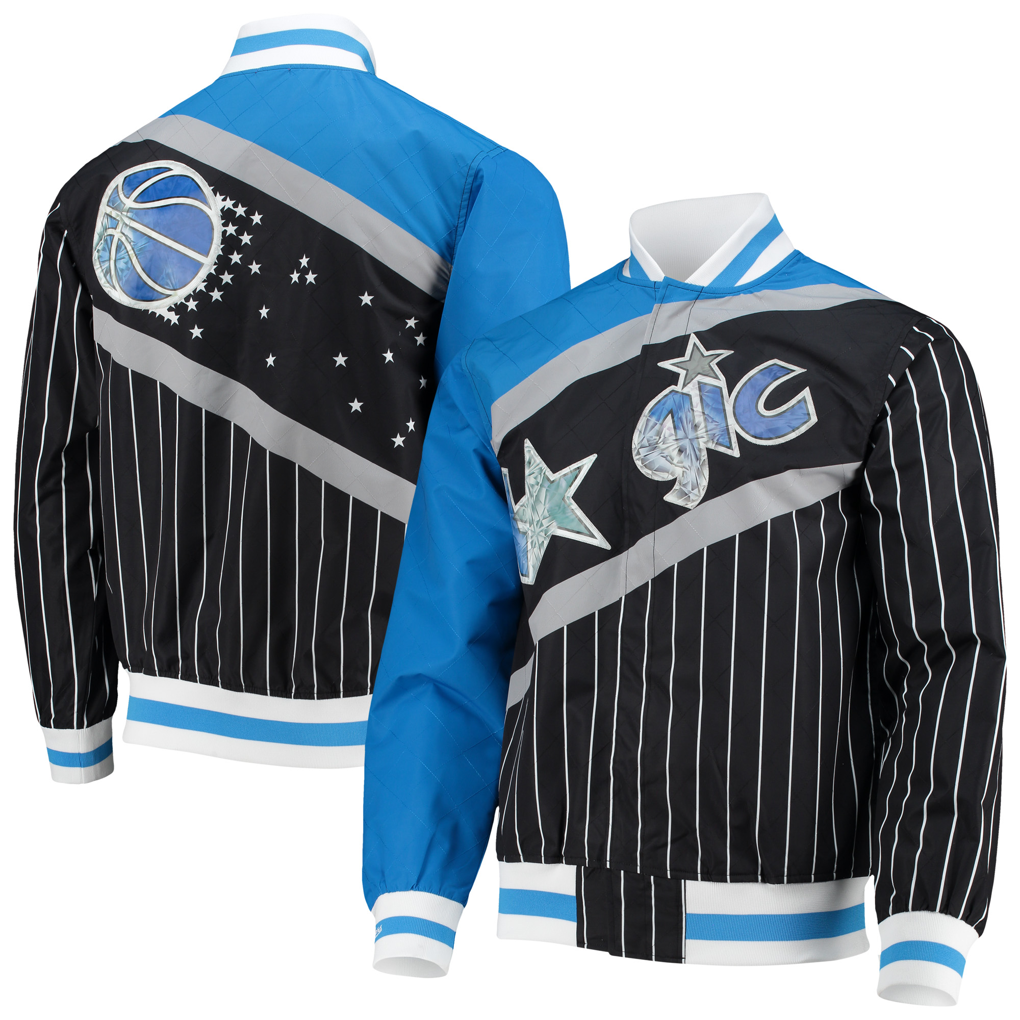Men's Orlando Magic Black Mitchell & Ness Hardwood Classics 75th Anniversary Authentic Warmup Full-Snap Jacket