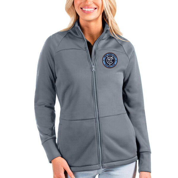 Women's Antigua Steel New York City FC Links Full-Zip Golf Jacket