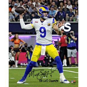 Matthew Stafford Los Angeles Rams Autographed Super Bowl LVI Champions 16'' x 20'' Action Photograph with "SB LVI Champs" Inscription