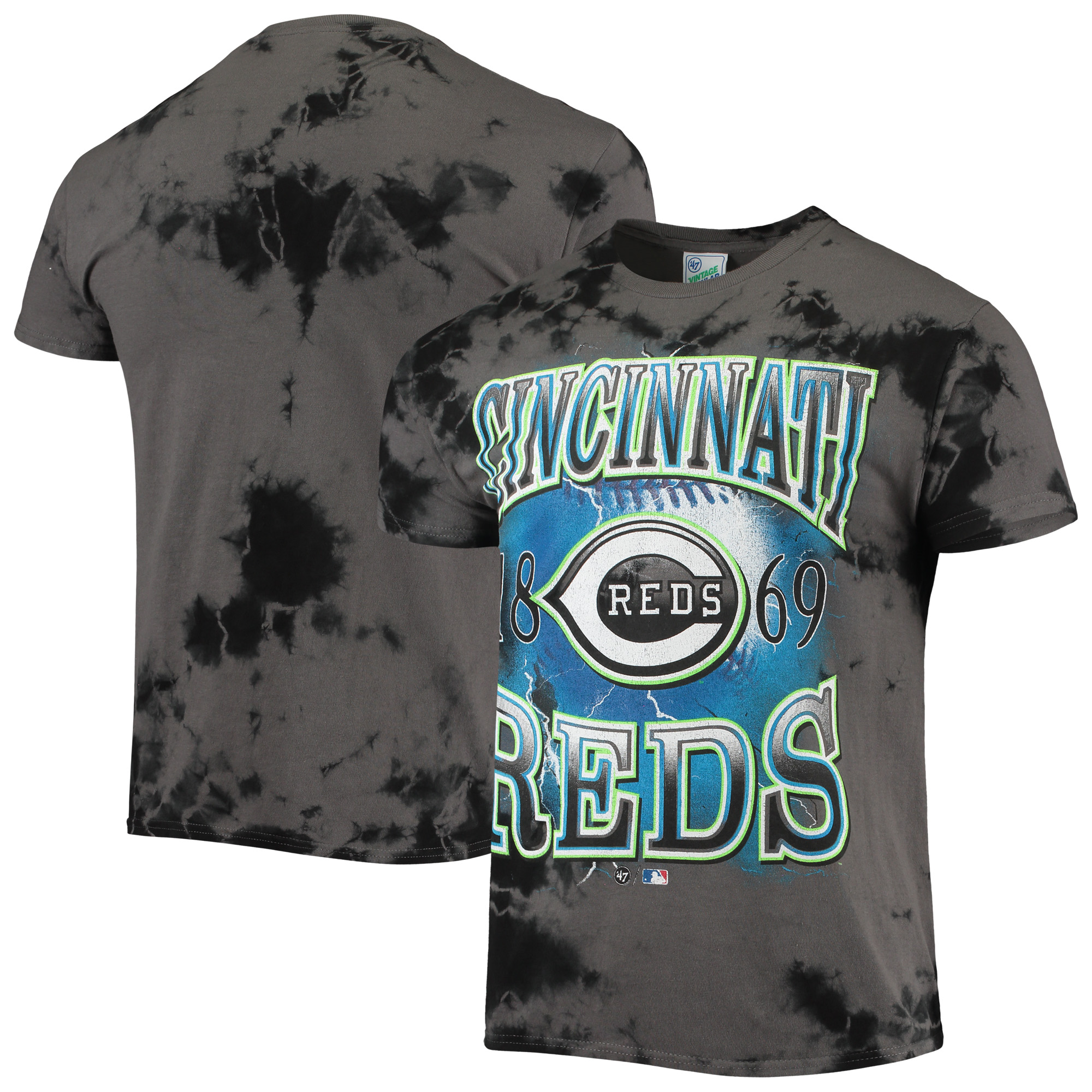 Men's '47 Charcoal Cincinnati Reds Wonder Boy Vintage Tubular T-Shirt - Image 2