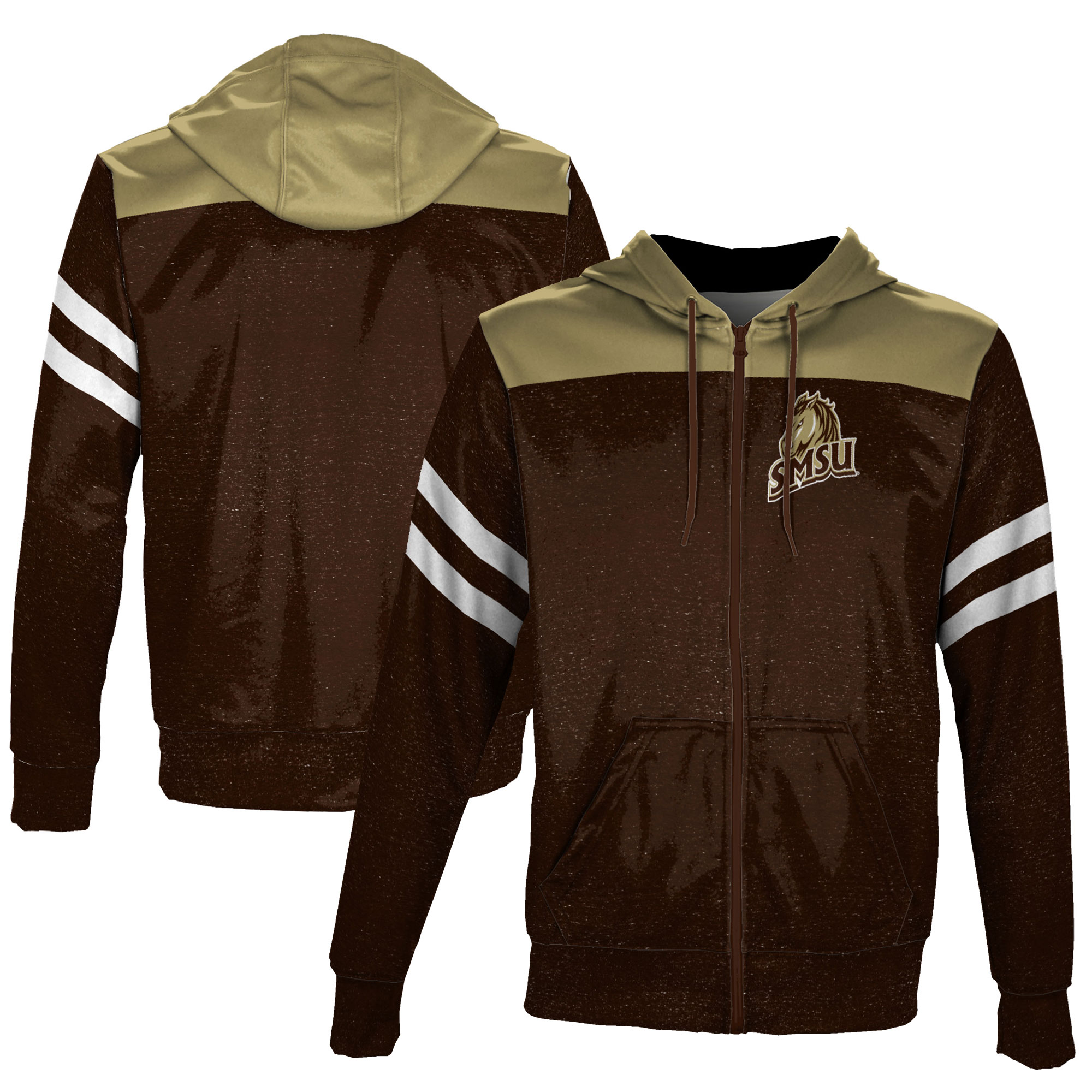 Men's Brown Southwest Minnesota State Mustangs Full-Zip Hoodie