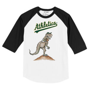 Infant Tiny Turnip White/Black Athletics TT Rex Raglan 3/4 Sleeve T-Shirt