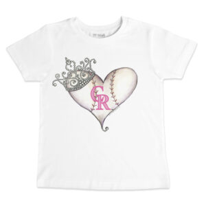 Toddler Tiny Turnip White Colorado Rockies Baseball Tiara Heart T-Shirt