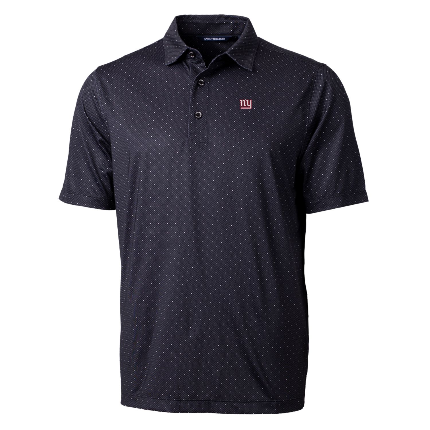 Men's Cutter & Buck Black New York Giants Pike Double Dot Print Stretch Polo