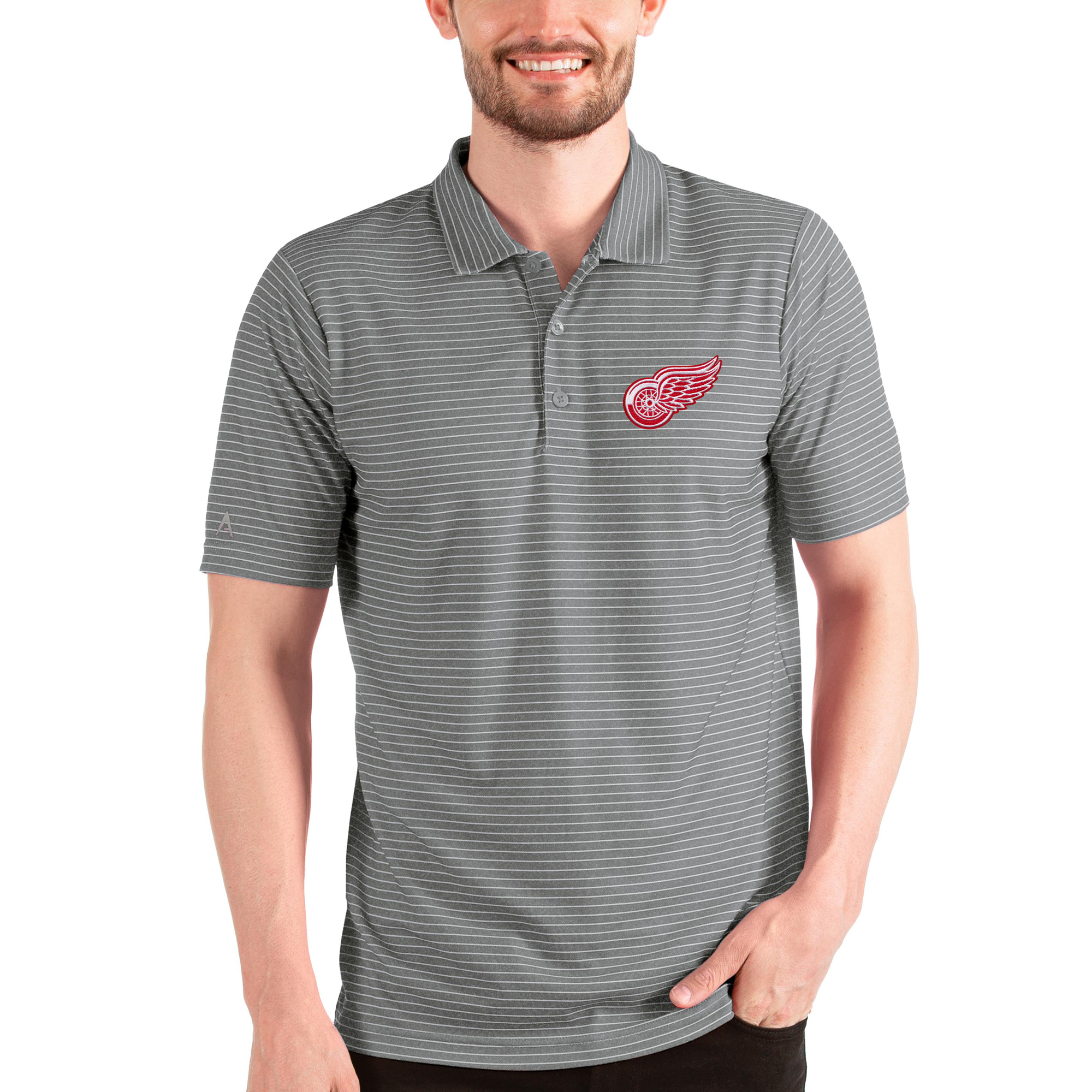 Men's Antigua Steel Detroit Red Wings Esteem Polo