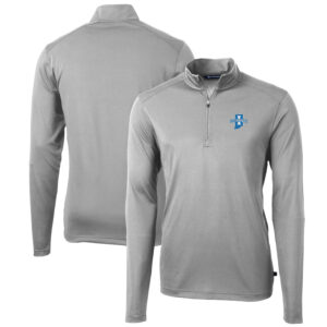 Men's Cutter & Buck Gray Indiana State Sycamores Big & Tall Virtue Eco Pique Recycled Quarter-Zip Pullover Top