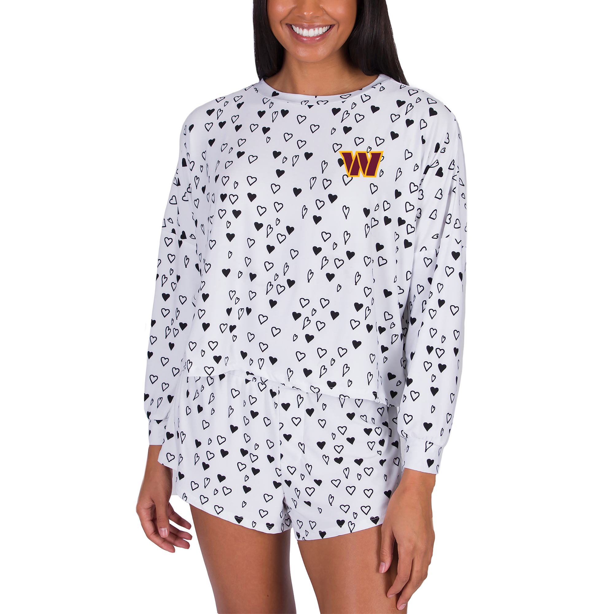 Women's Concepts Sport White Washington Commanders Epiphany Long Sleeve Top & Shorts Set