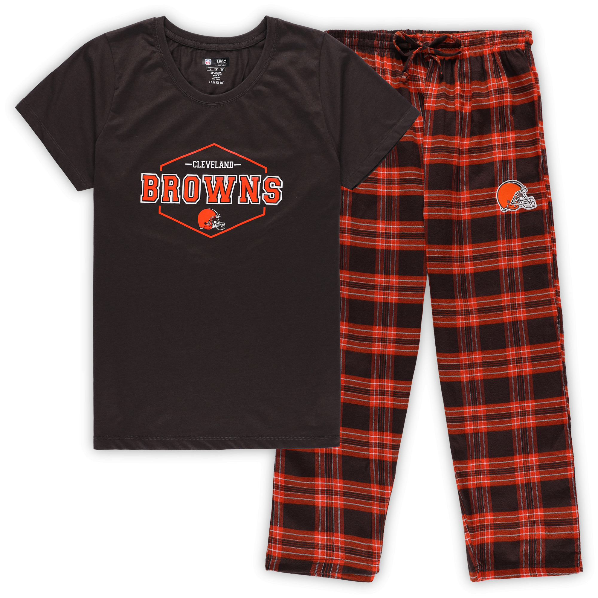 Women's Concepts Sport Brown/Orange Cleveland Browns Plus Size Badge T-Shirt & Pants Sleep Set - Image 5